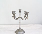 Mid century 5 arms Silver tone Candelabra,  Star of David, Judaism, Jewish, Retro traditional tableware, Dinner Party, Wedding, collectible