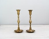 Art Deco Bronze Candle sticks, Rustic Yellow Brass Candle holders, Boho, Cottage chic, Victorian, retro tableware, Party decoration