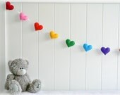 Rainbow heart garland - heart banner - Nursery decor - birthday decor - party decor - made to order