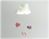 Ladybug mobile - cloud mobile - You select your colors - white, pink and gray polkadots - baby mobile - nursery decor