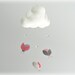 Ladybug mobile - cloud mobile - You select your colors - white, pink and gray polkadots - baby mobile - nursery decor