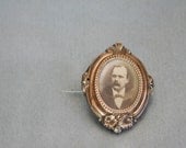 Victorian Locket  Pendant Brooch Hollow Rolled Gold Photo Mourning
