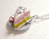Slice Of Cake Pendant. Polymer clay.