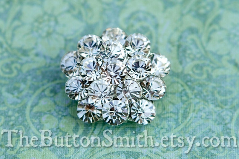 Rhinestone Buttons "Charlotte" (26mm) RS-011 in Clear - 5 piece set S