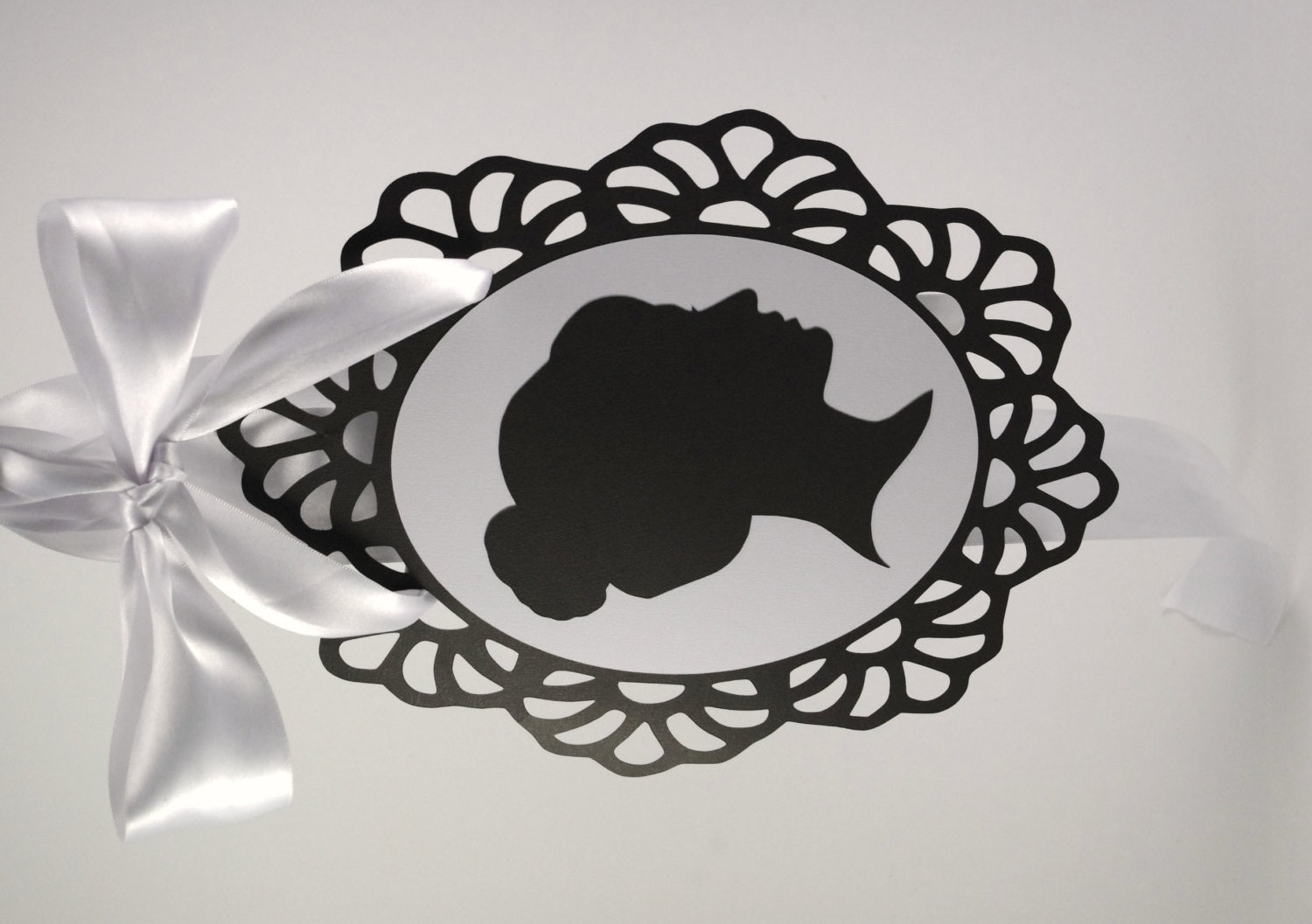 Custom Silhouette Wedding Chair Signs - Black and White  - Cut Paper Bride Groom Mr. Mrs. Sign