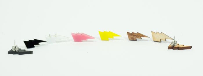 Lighting Bolt Earrings - Handmade - Laser Cut