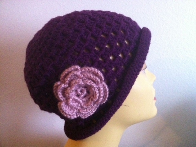 Spring Purple Hat With Flower For Every Season, Purple Hat With Rosé Flower, Custom Order For  other color, USA seller