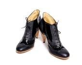 Oxford brogue black on black high heels FREE WORLDWIDE SHIPPING
