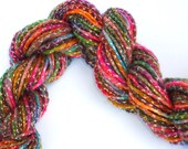 Rainbow Yarn - Irridescent Hand Painted Metallic Wool Yarn-Cord -  50 yards- for Felting, Hair Bows, Tapestry Yarn, Gift Wrap, Scrapbooking