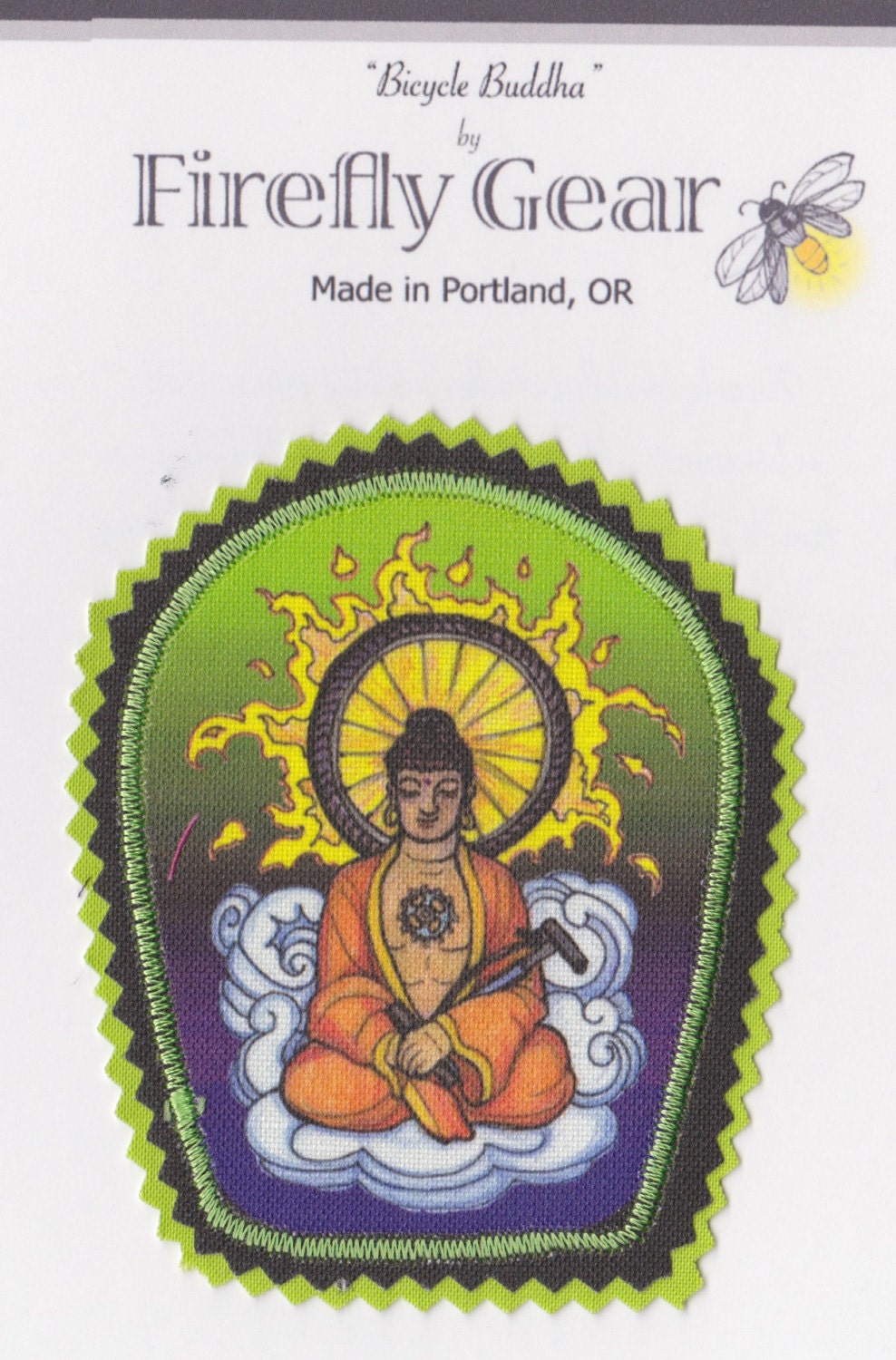Bicycling Buddha Iron On Patch