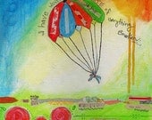 Original Mixed-Media Bright Colorful  12" x 12" Parachute