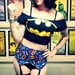 Comic Book Pinup High waisted Garter Belt