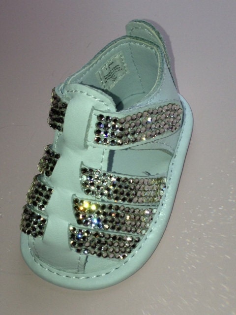 Baby Rhinestone Shoes Sandals Swarovski Crystal Baby Shoes Baby Wedding Shoes Baby Christening Shoes Baby Shoes Leather Shoes