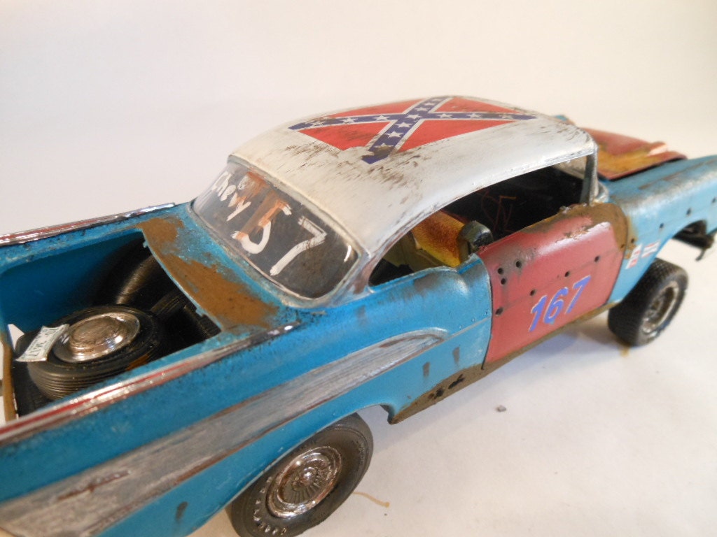 1957 Chevrolet 1/24 scale model car in blue and white