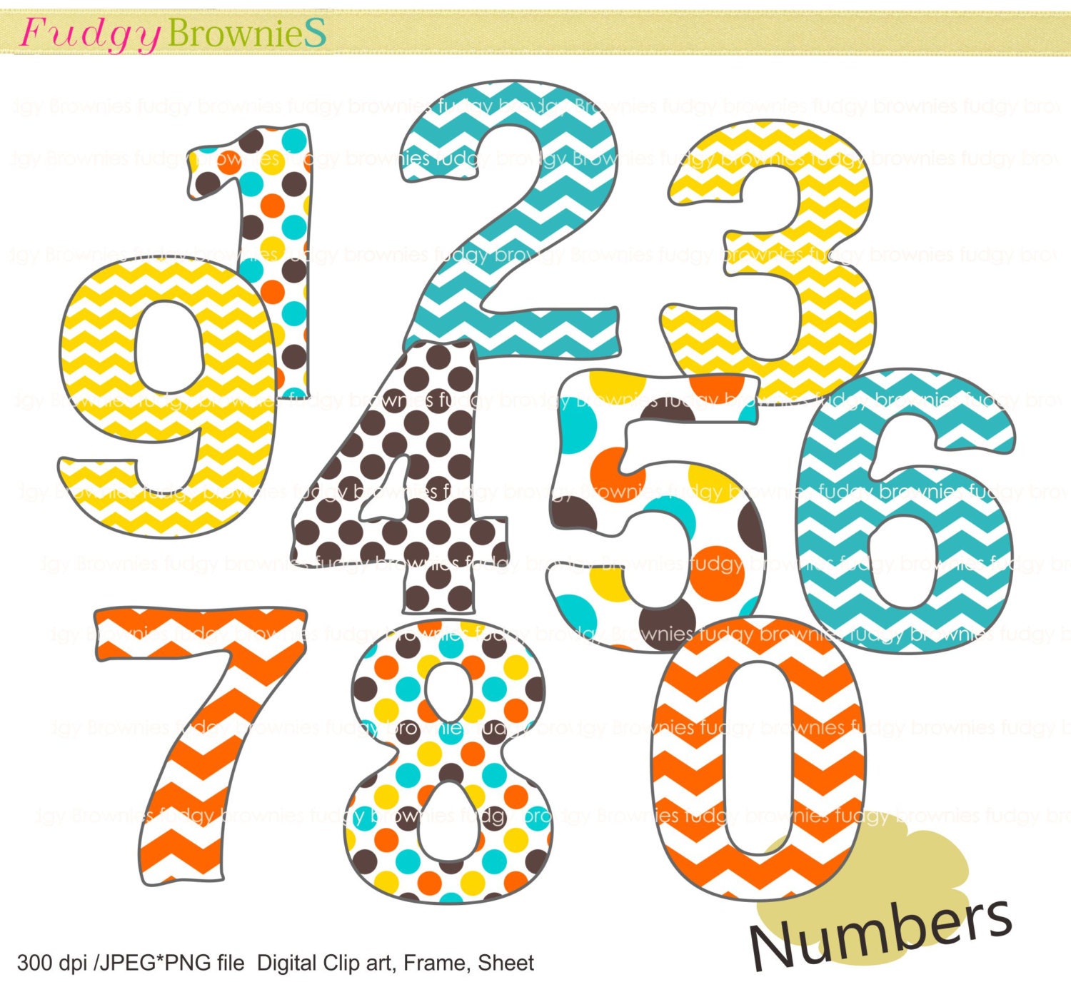 Digital clip art  set , numbers , number 1 to 10 , for invites, cards, scrapbooking , polka dots , INSTANT DOWNLOAD