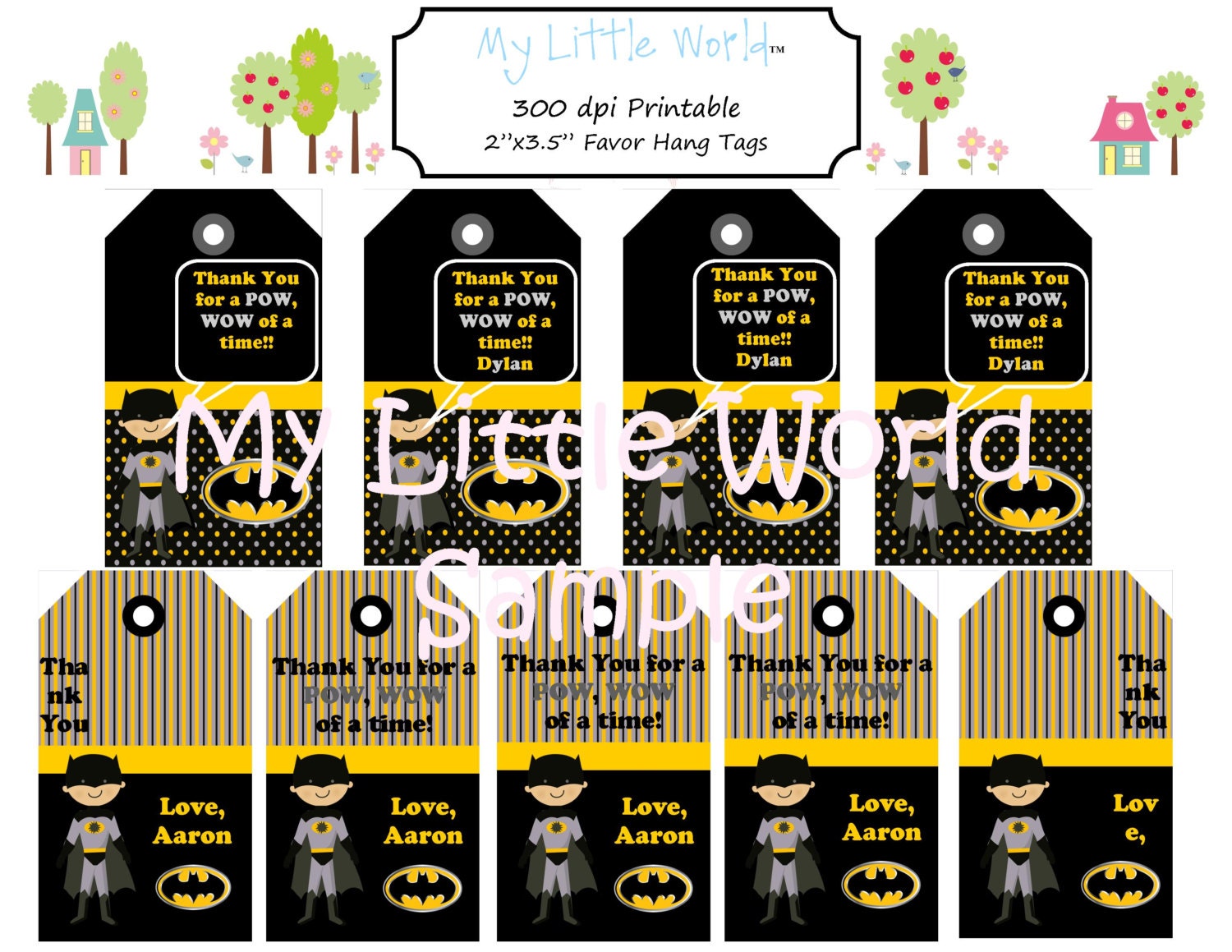 Super Hero Party Favor Tags - set of 18 Il_570xn