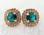 Bridal stud earrings, Emerald green crystal stud earrings, Bridal earrings, Bridesmaids earrings, Large stud earrings, Wedding jewelry