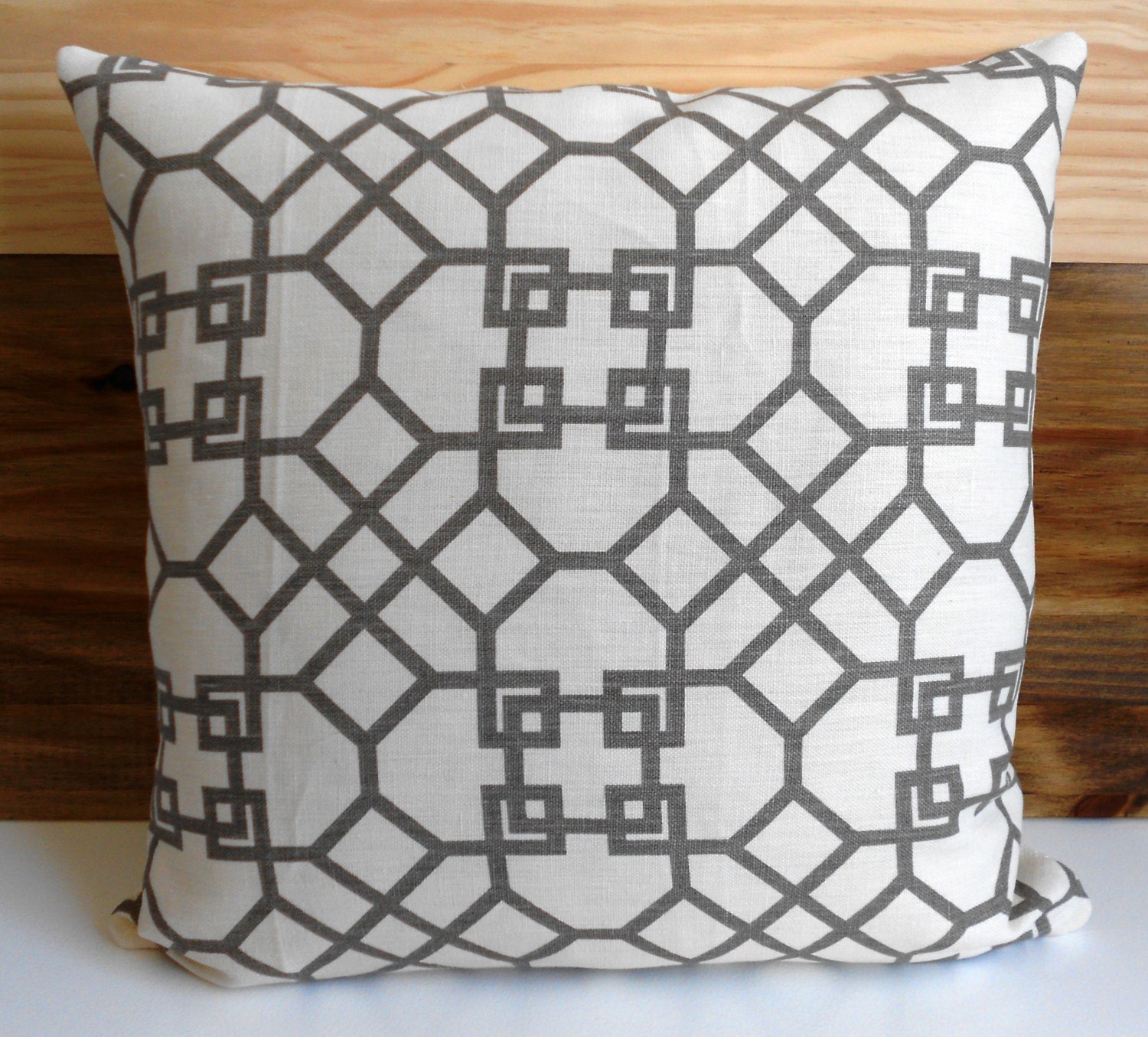 Designer pillow cover, Windsor Smith for Kravet,  haze pelagos,  gray trellis pillow