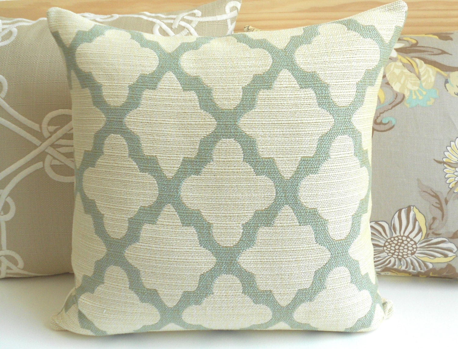 Decorative throw pillow cover, blue green morrocan pillow