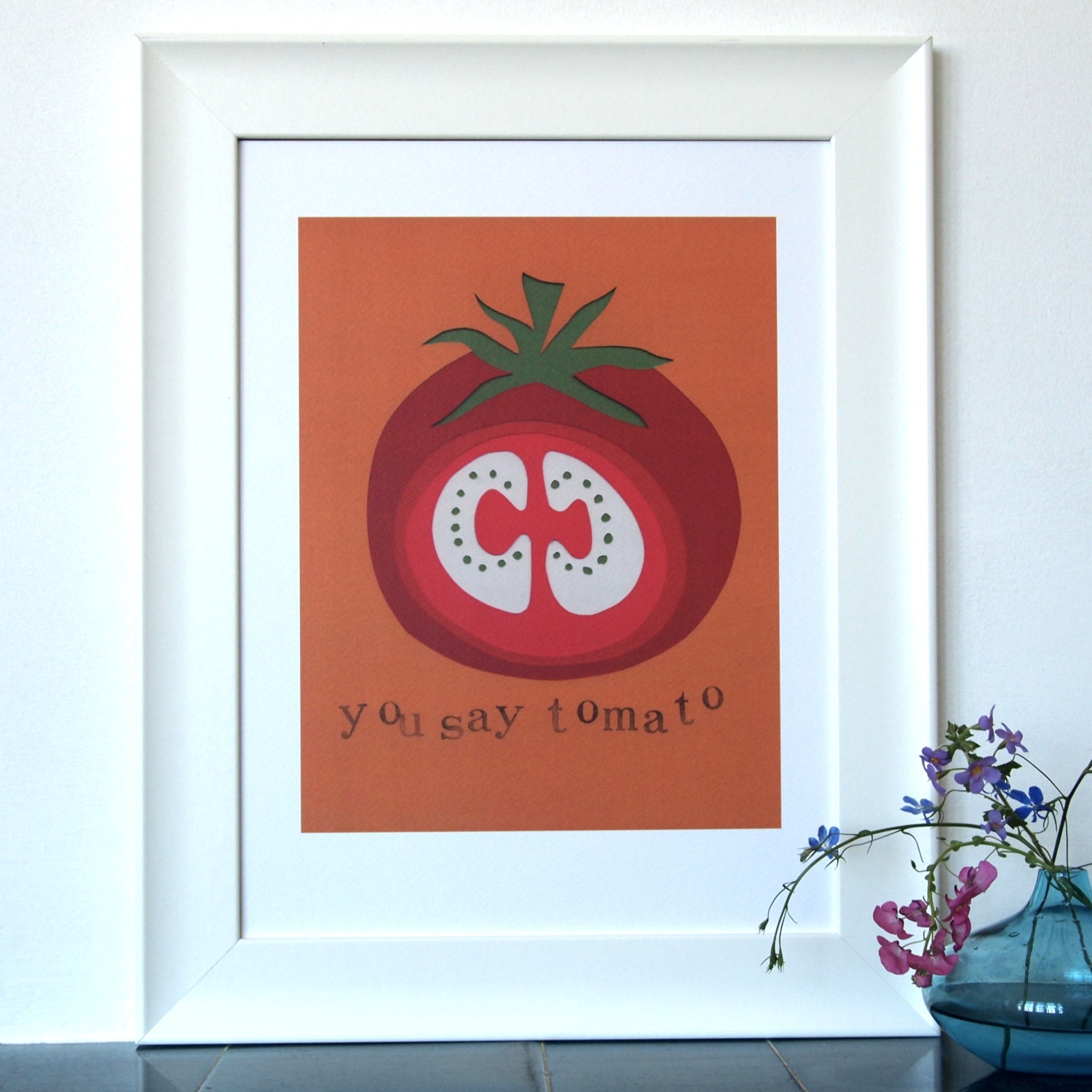 You say tomato papercut print - A3 - wedding, anniversary, baby, engagement