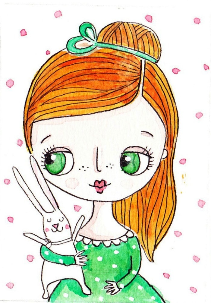 Cute Art Whimsical Watercolour ACEO Original - LittleNore Cute Art Whimsical Watercolour ACEO Original - LittleNore