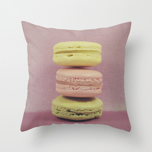 Macaron Pillow cover - 16x16 pillow case - macaron accent pillow case - french macaron tower - girly pillow - nursery decor - girl bedroom