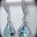 Aquamarine - Earrings - Blue - Czech glass - Teardrop Earrings - Sterling Silver - Bridal jewelry - Bridesmaids - march birthstone - gift -