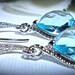 Aquamarine - Earrings - Blue - Czech glass - Teardrop Earrings - Sterling Silver - Bridal jewelry - Bridesmaids - march birthstone - gift -