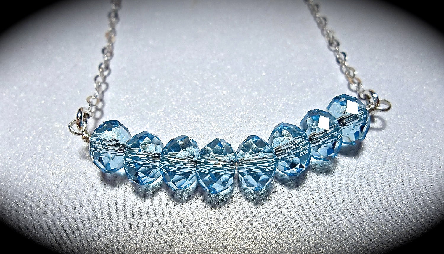 Aquamarine - Crystal - Carrie necklace - These Blue crystals Sparkle like diamonds - SJP -