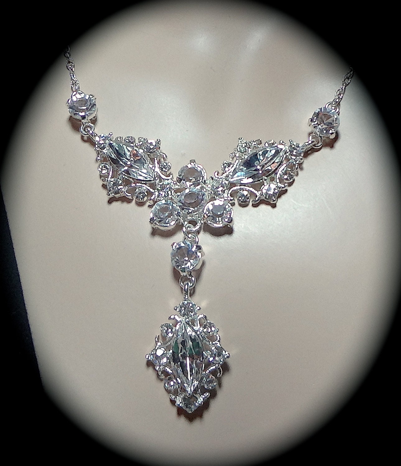 Rhinestone necklace - Statement necklace - Large - Marquise - Crystal Rhinestones - Jewelry for your Special day - The princess -