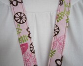 RETRACTABLE REEL Breakaway LANYARD - Fabric Retractable Reel Lanyard - Fabric id Badge Holder - Key Fob Lanyard - Pink Brown