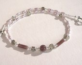 Purple and Lavender Necklace - Jasper Beads - Oval Pearls - Heart and Arrow Toggle Clasp