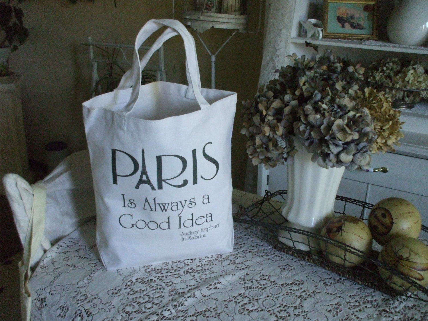 Reusable grocery bag, gift bag, canvas tote, cotton tote, gym bag, commuter bag,