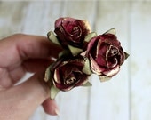 Dark Rose and Gold Flower Hair Pins. Paper Flowers, Bridesmaids, Wine Color, Whimsical, Summer, Spring, Weddings. Bridal  Hair Accessories