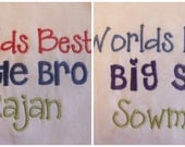 Personalized Set, Sibling Brother Sister Matching Set of shirts/onesie style bodysuits, big sis, little sis, big bro, little bro