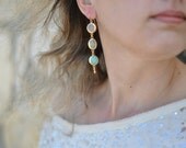 pastel Dangle Earrings bridal wedding jewelry simple,long light  rose quartz  sky sea blue jade grey prehnite gemstone earrings Israel