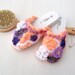 Crazy Slippers Freeform Crochet Knit Women's, Tangerine, Purple, White, Size 6