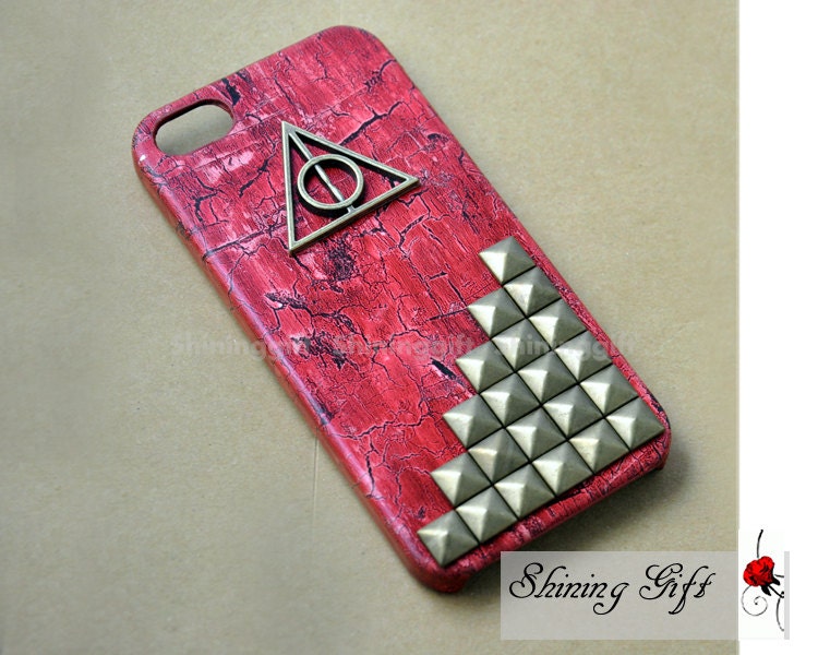3 colors Choice, Studded Iphone 5 Case, Iphone 5 Cover, Wood Iphone case bronze studs