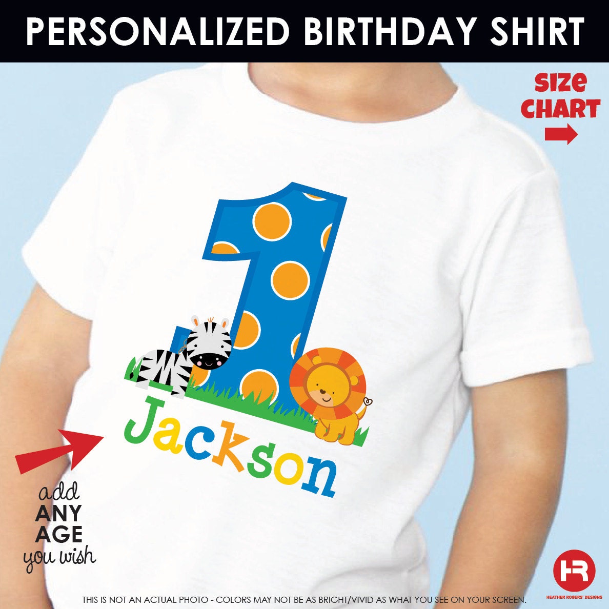 Lion Birthday Shirt Personalized - Personalized Jungle Birthday Shirt with Name & Age