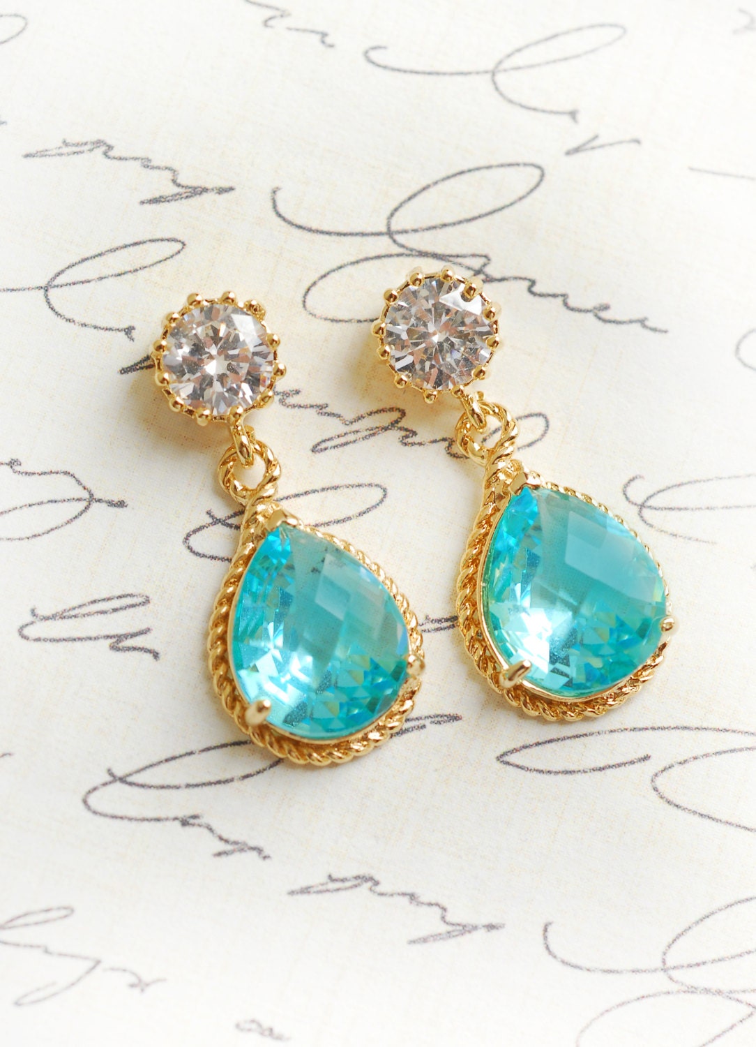 Aquamarine Diamond Rhinestone Bridesmaid Gifts Bridal Jewelry Drop Earrings Dangle Earrings Jewelry Accessories Bridesmaid Set Limon Bijoux