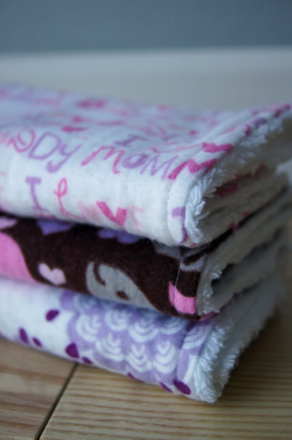 Baby Girl Burp Cloths - Whales - Pink, Lavender, Brown