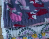 Burp Cloths for Baby Girls - Foxes & Flowers - Pink, Grey, Purple