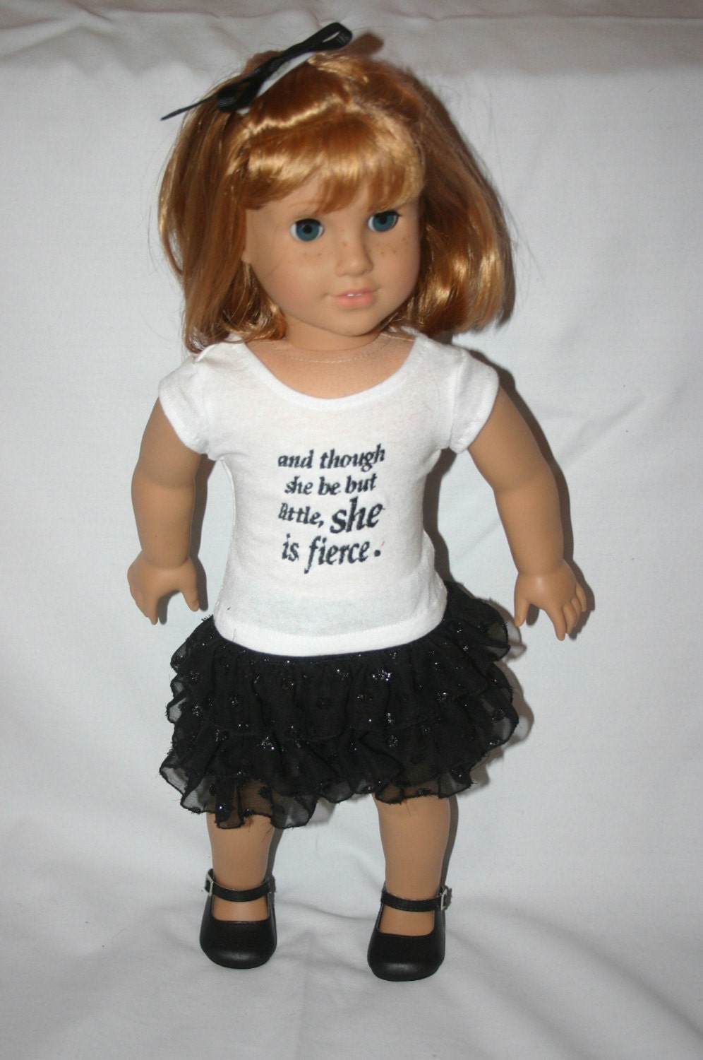 she is fierce 2 piece outfit to fit your 18 inch american girl or similar doll, skirt, and tshirt