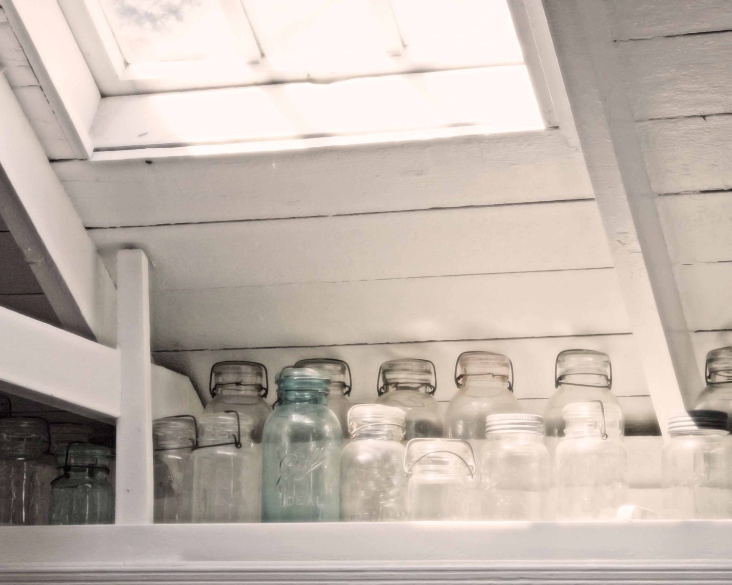 Vintage Glass Jars in a White Kitchen -  8 x 10" - Fine Art Photo - BrookeRyanPhoto