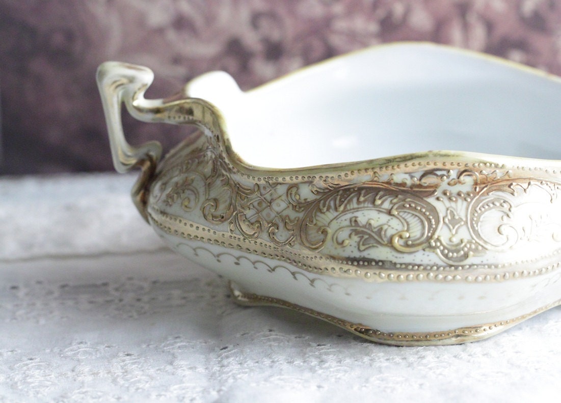 Vintage Bowl Gold White Porcelain Nippon