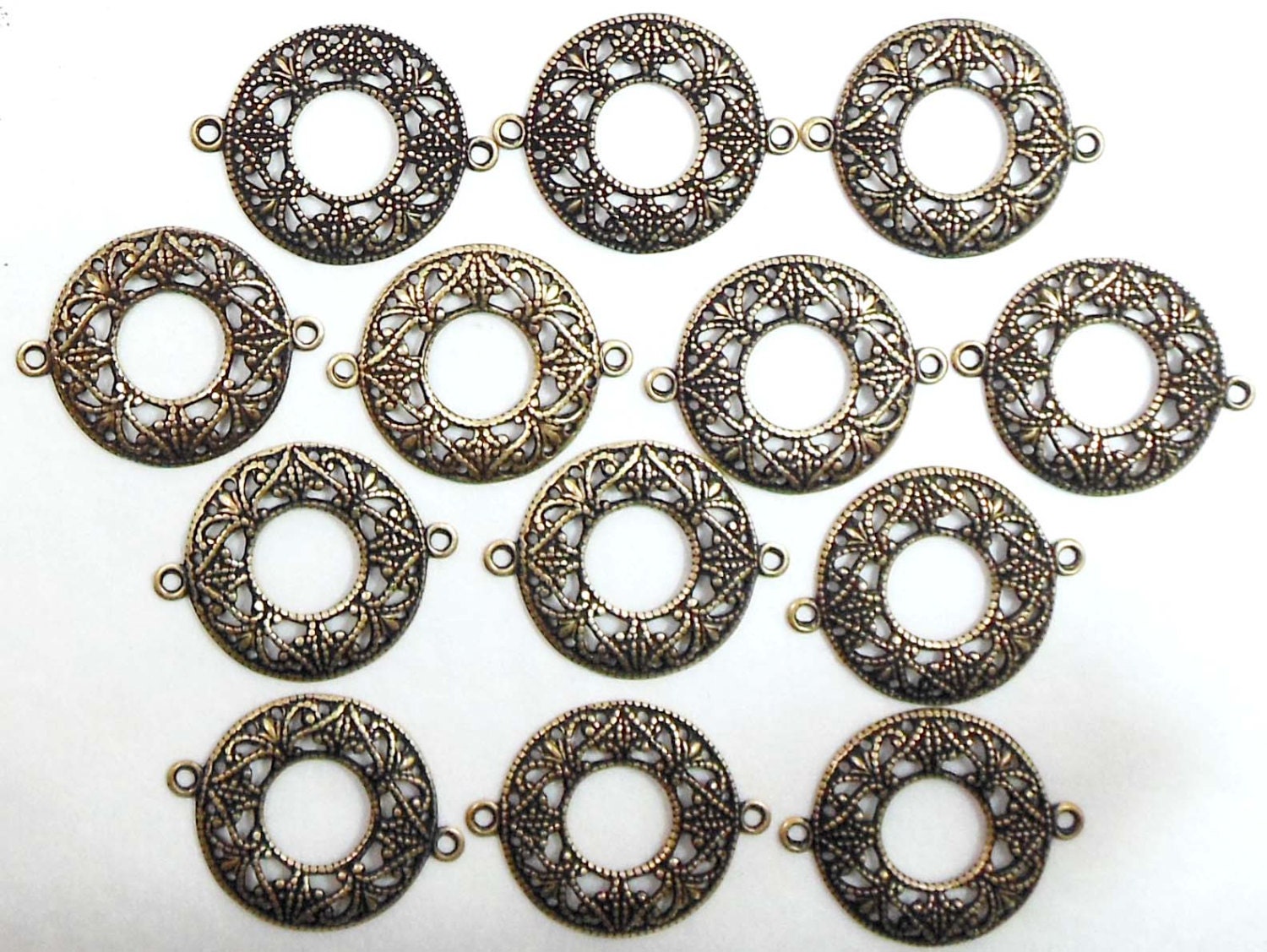 Filigree Connector Circlet, Brass Ox, Dark Brass, Item03783