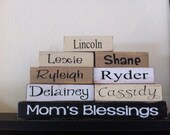 Mom Day Grandma Nanny Nana Grandpa Dad Daddy Papa Blessings stacker blocks wood