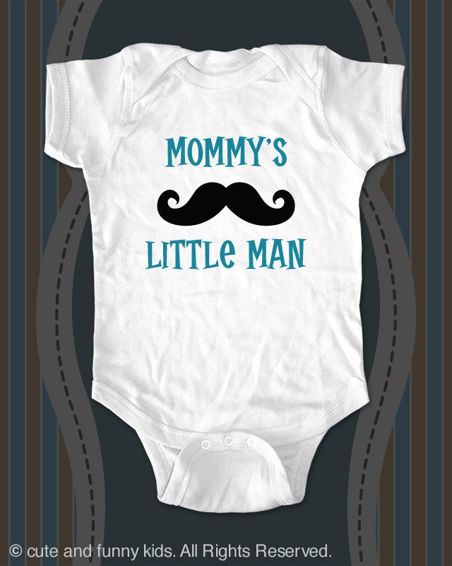 Mommy's Little Man Mustache Onesie or Shirt - funny saying printed on Infant Baby Onesie, Infant Tee, Toddler T-Shirts