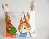 Peter Rabbit Easter Basket for a Boy or Girl with Vintage Beatrix Potter Fabric - Baby Shower - Birthday Party - Nursery - 6" x 4.5" x 5"