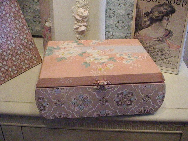 Vintage Wallpaper Cigar Box Recycled Chic Storage Organization